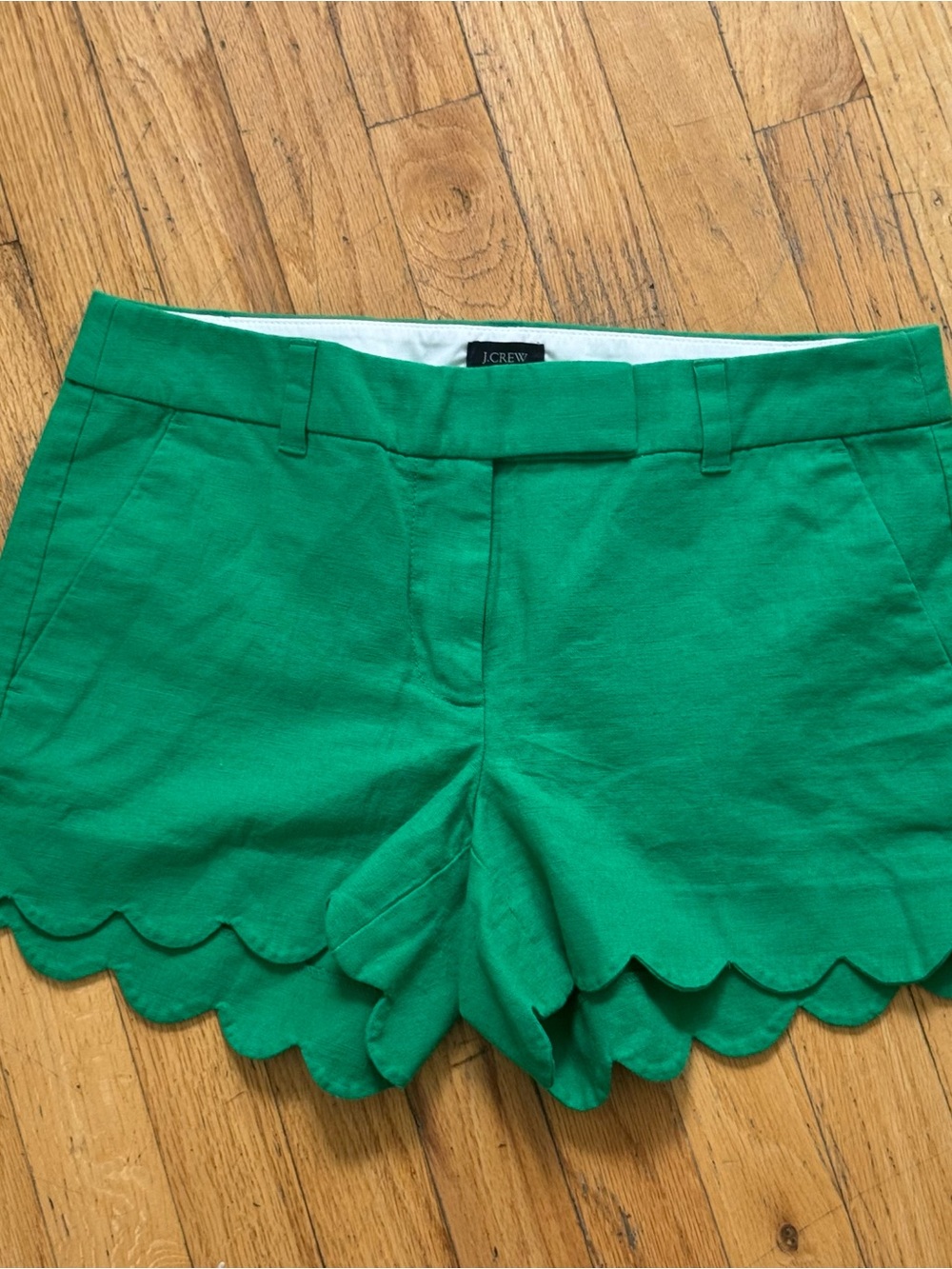 J. Crew Bright Green Scallop Hem Shorts